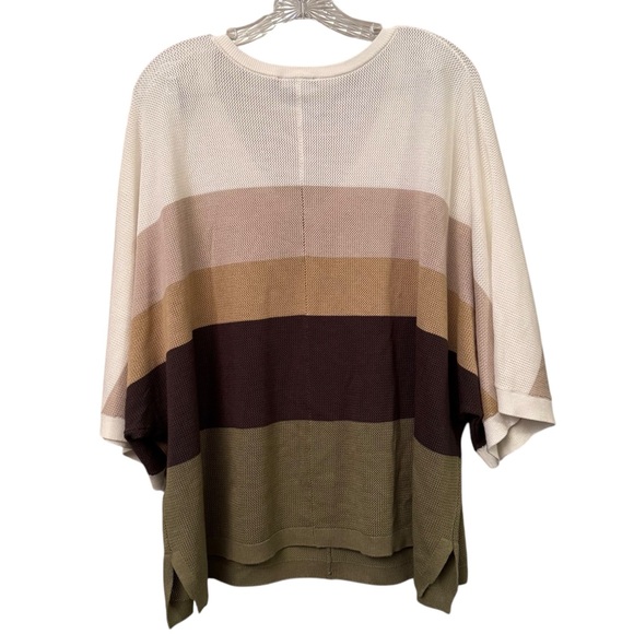 Adrianna Pappell V-Neck Color-Block Seed Stitch Short Dolmen Sleeved Top 2X - Picture 2 of 12